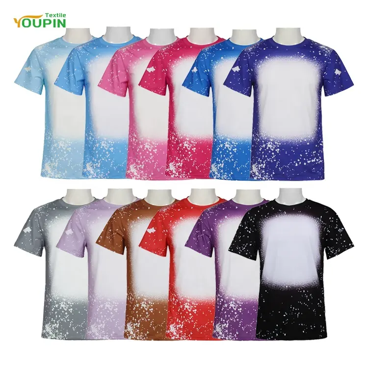 80 opzioni all'ingrosso cotone poliestere sentire T-Shirt finta sublimazione candeggina Tie Dye camicie Unisex sublimazione camicie sublimazione sbiancato