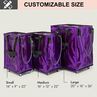 Sac d'épicerie pliable réutilisable de 66 lb de capacité sur roulettes, sac de courses roulant avec fermeture à glissière