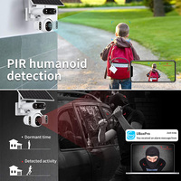 Caméra de sécurité sans fil UboxPro Solar 8MP CMOS double PIR 4G SIM, 2 objectifs, vision nocturne 4K, audio bidirectionnel 360°, alarme de mouvement