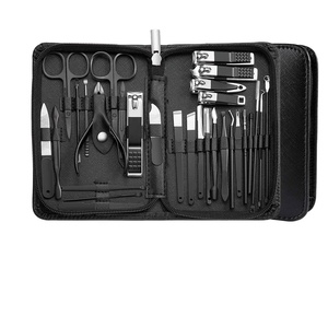 ชุดทำเล็บมือเล็บเท้าสำหรับเด็กหญิงเด็กชายสีดำ30ชิ้นชุดเครื่องมือดูแลเล็บส่วนบุคคลเหล็กชุดกรรไกรตัดเล็บ - Product Image 1
