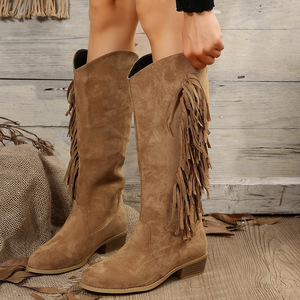 Botas de Plataforma de Moda en Color Morado, Estilo Western, con Tacón Alto, Cálidas y Sensuales para Otoño/Invierno/Verano para Mujer - Product Image 3