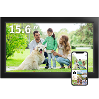 Grosir bingkai foto Digital akrilik 15.6 inci dengan layar sentuh persegi fungsi jam Wifi dinding dapat dipasang untuk keluarga