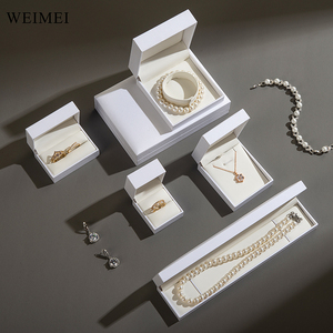 Custom Logo High-End <b>White</b> Leatherette Jewelry <b>Box</b> Premium Jewelry <b>Gift</b> Packaging - Product Image 1