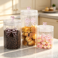 Ensemble de 3 pots en verre borosilicate avec poignée en forme de cœur, récipients de stockage pour aliments secs de cuisine, compatibles lave-vaisselle