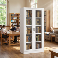 Armoire de classement en acier avec tiroirs en verre, meuble de rangement métallique pour bureau, école, hôpital