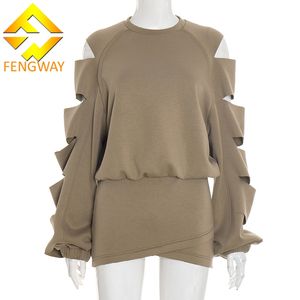 בגדי סתיו של נשים חלול החוצה העליון וחצאית 2 חתיכה סט נשים סקסי התאמת שתי חתיכות נשים - Product Image 4