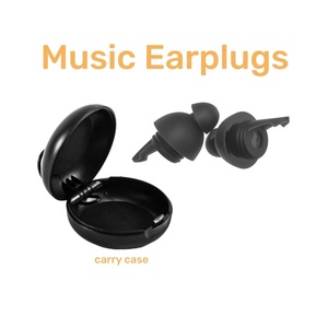 Sumbat telinga TPE hitam ketelitian tinggi earplug pengurang kebisingan musik konser dapat digunakan kembali dengan kotak pembawa pembatalan kebisingan