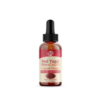 Gouttes de levure de riz rouge OEM/ODM très vendues avec CoQ10, sans sucre, favorisent la santé cardiaque, antioxydant, santé métabolique et cellulaire