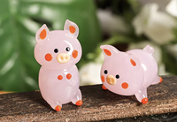 Ornement en verre rose en forme de cochon, fabriqué à la main par la technique du lampwork - Figurine d'animal mignonne pour la décoration de bureau et comme cadeau