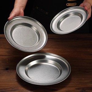 Stainless Steel Shallow Plate Round Dish For Pasta Barbecue Serving Tray 4T Solid Color - Product Image 3