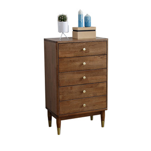 Nordic Solid Wood Five Drawer <b>Chest</b> Walnut Color Bedroom <b>Storage</b> Cabinet With Drawers - Product Image 5