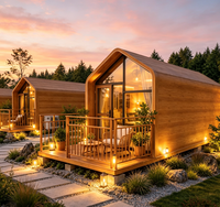 Maison Modulaire Préfabriquée Moderne Direct Usine, Cabane Glamping Écologique en Bois avec Fenêtre Panoramique en A et Terrasse pour Vue sur la Nature - Vente en Gros
