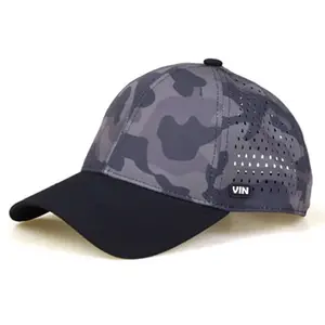 قبعة رجالية رياضية مفرغة من 6 أقسام بشعار مخصص سريعة الجفاف قبعات بيسبول ضد الماء من قماش الميلن