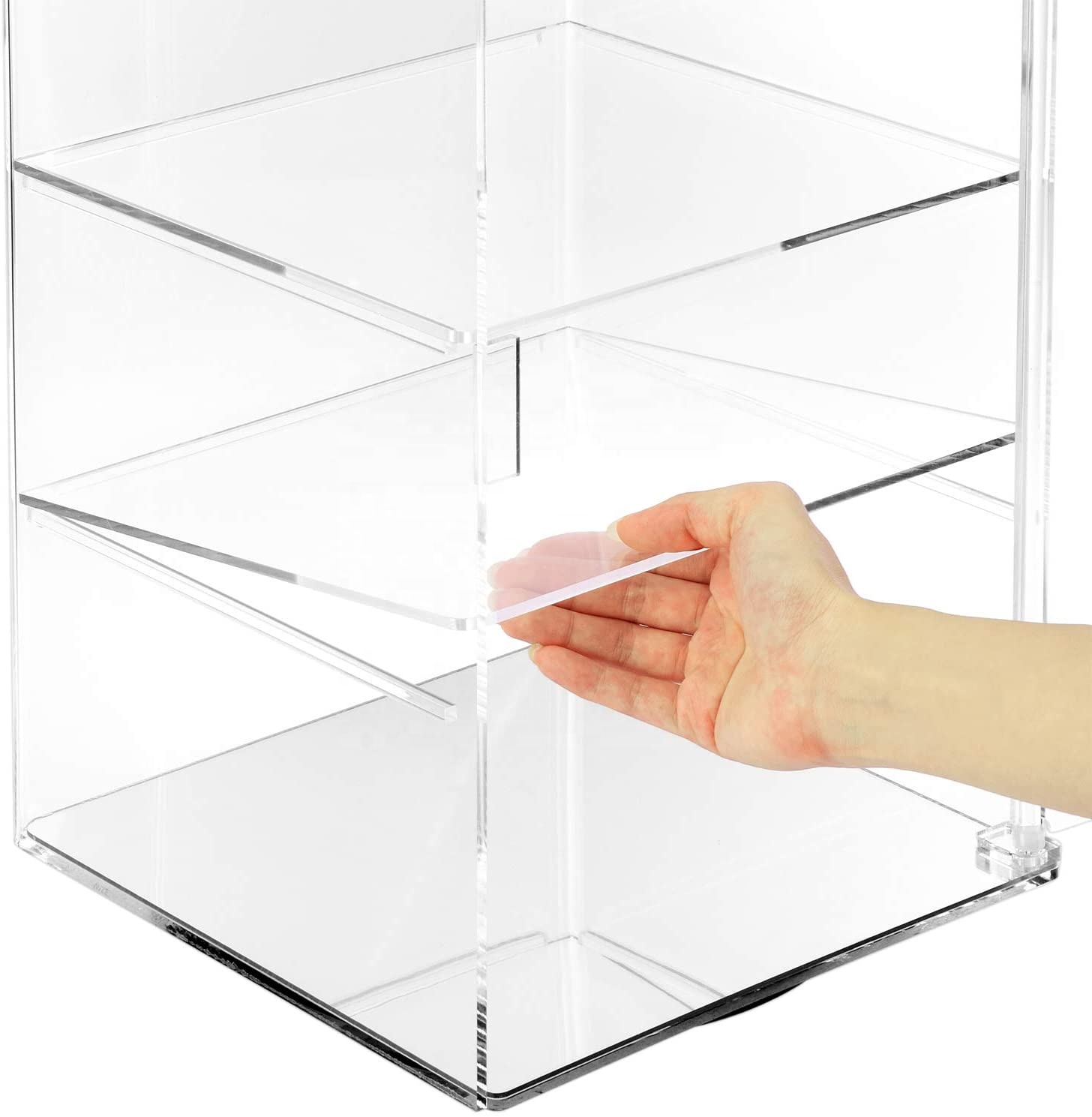 Vitrina Acrílica Con Cerradura Y Llave – 3 O 4 Niveles, Transparente, Ideal Para Exhibir Figuras O Cosméticos