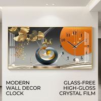Jam Dinding Kristal Cetak Lanskap ROMAN, Cetak UV, Gerakan Quartz Senyap, Alas Plastik Minimalis, Ukuran Kustom