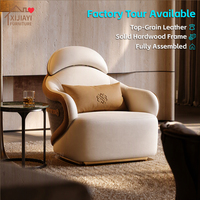 Fauteuil d'appoint incurvé moderne de luxe pour salon, chaises de salon modernes pour hall d'hôtel, club, villa, ensemble de 2 en cuir et bois massif