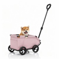 Poussette pliable pour chien, poussette pour animaux de compagnie pour petits chiens et chats, chariot de voyage à 4 roues avec poche de rangement, laisse de sécurité, entrée basse