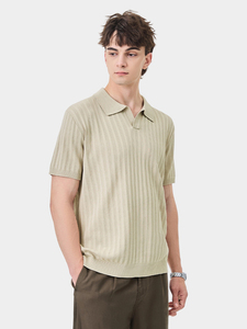 Polo pour homme de haute qualité, texture ajourée, tricoté 12 jauges, manches courtes, col marin, chemises décontractées pour affaires - Product Image 6