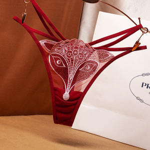 Sexy Kant Vos Dier Borduurwerk String Dames Slipje Mesh Garen Perspectief Jonge Vrouwen Meisjes Sexy Ondergoed - Product Image 1