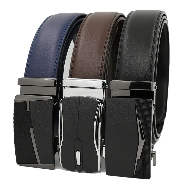 Personalizzato di marca Genuine Leather belt uomo cinture automatiche per gli uomini della mucca nascondere può stampare il marchio ratchet cintura di fabbrica
