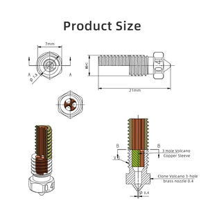 Piezas de impresora 3D 3DSWAY 0,2/0,4/0,6/0,8/1,0/1,2mm clon CHT volcán dureza <span class=keywords><strong>boquilla</strong></span> de acero alto flujo 500C boquillas de alta calidad - Product Image 5