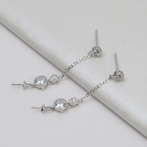 Boucles d'oreilles en argent S925 flocon de neige pour femme, accessoires tendance DIY avec support vide pour 5-7 perles, boucles d'oreilles pendantes tendance - 1009 - Product Image 3