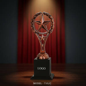 Trofeo de Estrella Dorada de Metal Fundido a Presión de Lujo, Grabado con Láser e Impresión UV, Artesanía Moderna para Escuelas y Organizaciones Corporativas - Product Image 6