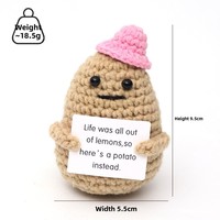 Gorro de Punto Hecho a Mano con Expresión Divertida de Patata Positiva, Colgante de Muñeca Adorable de Henan con Energía Positiva