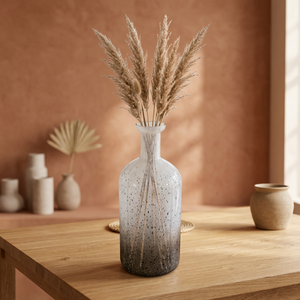 Vase de table en verre transparent moucheté style ferme moderne, bouteille à fleurs graduée, centre de table décoratif fait main pour la maison et les mariages - Product Image 2