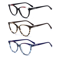 Lunettes de vue œil-de-chat avec logo pour femmes, montures de lunettes en acétate de créateur anti-lumière bleue pour hommes, vente en gros