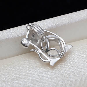 Wenchi S925 Silver Animal 12 Zodiac Mouse Pendant Big Belly No Hole 7-8 Pearl DIY <b>Jewelry</b> Findings Empty <b>Tray</b> 2990 - Product Image 3