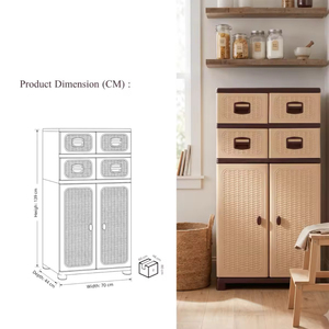Foldable Multifunctional <b>Plastic</b> Stackable Storage Container with Rattan Pattern Drawer and Hanging Clothes <b>Rod</b> for Home - Product Image 4