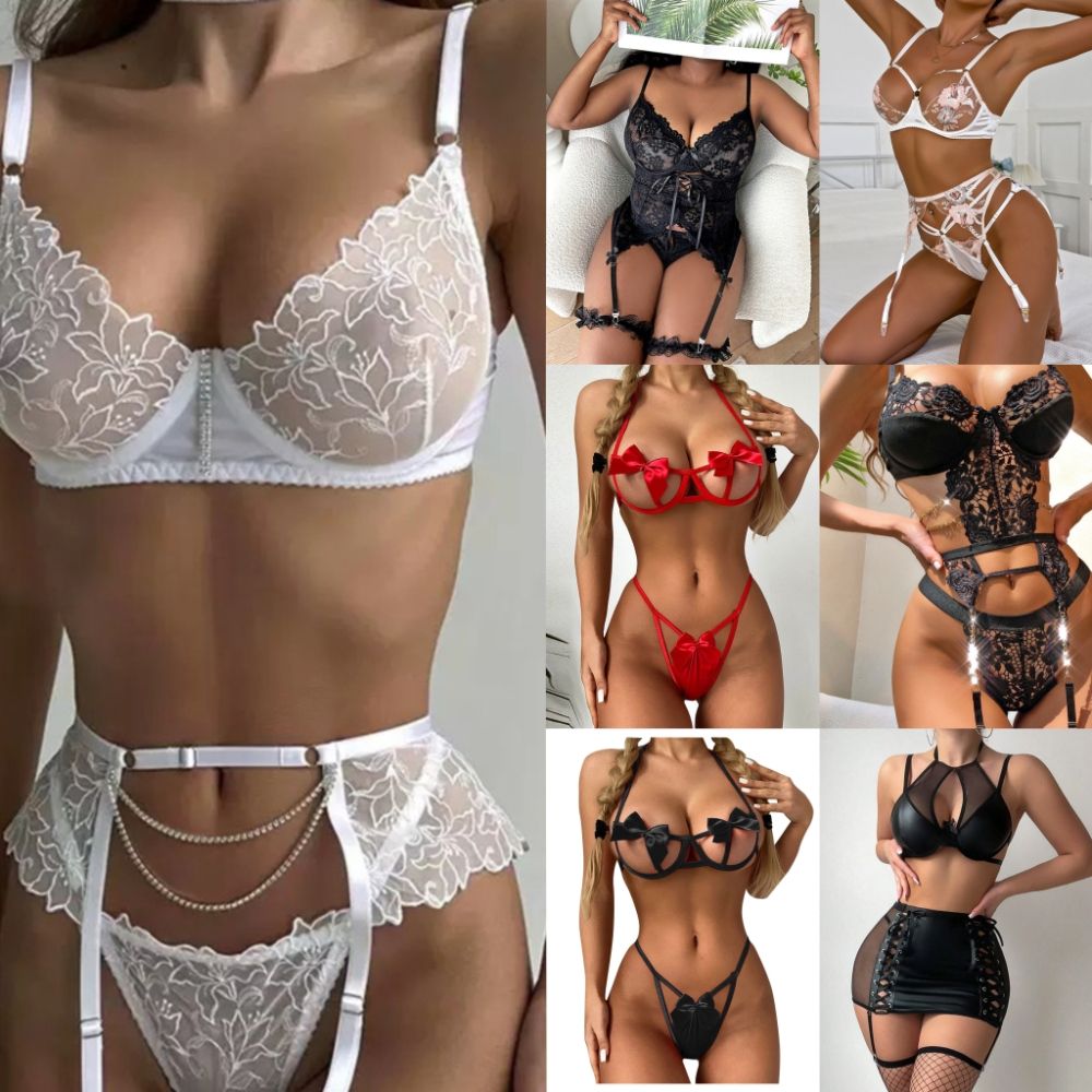 Wholesale Lingeries Ladies Underwear Sexy Bra and Panty New Design Transparent Lace Sensual Erotic Lingerie Sets