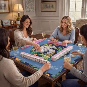 Foilswirl Mahjong Mat Floral Peacock 33" X 33" Blauw Chinoiserie Antislip Geluidsreductie Draagtas Kaartspellen - Product Image 6