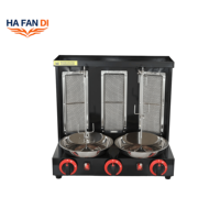Machine à kebab à gaz en acier inoxydable à trois têtes de haute qualité 220V nouvelle condition Shawarma viande Doner pour les Restaurants