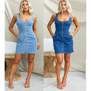 Mini abito elasticizzato <span class=keywords><strong>con</strong></span> <span class=keywords><strong>cerniera</strong></span> frontale in Denim - Product Image 1