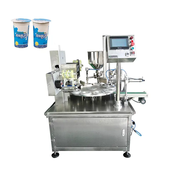 Automatic Rotary Cup Filling And Sealing Machine Yogurt Continuous Cup Filling And Sealing Machine Line
