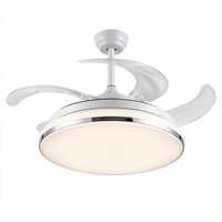 Ventilateur de plafond LED moderne en métal avec télécommande, 6 vitesses, 3 couleurs changeantes, CRI 97, silencieux 29 dB, moteur AC, intensité variable pour chambre et salon