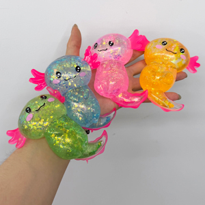 Juguete Blandito de Goma de Axolote Salamandra con Purpurina Holográfica de Dibujos Animados, de TPR Suave de Ascenso Lento, desde Almacén de EE. UU. - Product Image 3