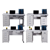 Bureau de travail moderne et minimaliste en acier avec tiroir verrouillable et bibliothèque pour usage commercial, bureau informatique pour le travail de comptabilité/caisse