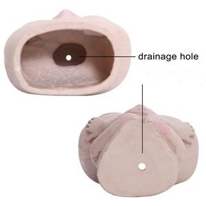 Pot de fleurs tête de fleur, pot de plantes succulentes, joli pot à cactus en résine avec trou de drainage et yeux fermés - Product Image 4