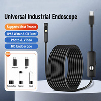 Caméra endoscopique USB DN200 2MP HD, boroscope IP67 avec 8 LED, caméra d'inspection pour téléphone portable Type C, réparation de tuyaux et automobile