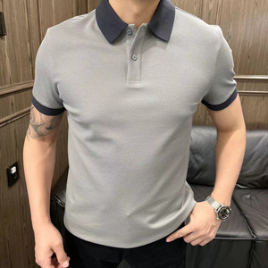 Polo de haute qualité pour hommes, léger et luxueux, à manches courtes, simple, pour l'été, uniforme de travail décontracté et personnalisé pour les affaires - Product Image 4