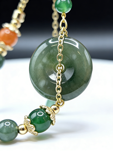 سوار سلسلة عصري من اليشم الأخضر، أقراط متدلية بشرابة للكاحل، تصميم طويل بمقبض - Product Image 4