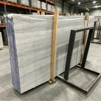Dalle de marbre poli à grain de bois bleu naturel de luxe, idéale pour les panneaux muraux et les carreaux de sol dans les projets de villas
