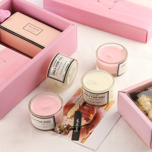 Hot Sale 2-piece Glass Small Round Jar Perfume Essential Oil Scented Candle Gift Box