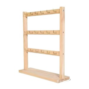 Wooden Jewelry Rack With Hooks 18 Hooks Three Layers <b>Desktop</b> Display <b>Stand</b> For Earrings Bracelets Storage Organizer - Product Image 1