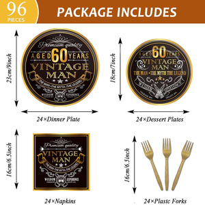 Décorations de table jetables <span class=keywords><strong>pour</strong></span> fête d'<span class=keywords><strong>anniversaire</strong></span> 60 ans, thème Or Noir, <span class=keywords><strong>pour</strong></span> adultes - Product Image 2