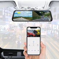 9.66 pouces plein écran tactile miroir voiture WiFi 4K + 2K 2 canaux DVR rétroviseur GPS App contrôle Clip sur Version miroir
