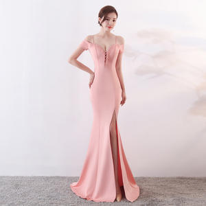 1370 # robe <span class=keywords><strong>de</strong></span> soirée longue femmes nouvelles bretelles Sexy Banquet hôte épaule queue <span class=keywords><strong>de</strong></span> poisson fente coupe ajustée combinaison - Product Image 2